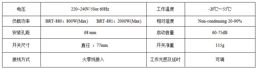 BRT-880/881 可调吸顶声控延时开关 产品详情图