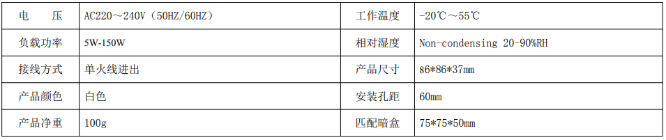 BRT-D208 按键LED调光开关 产品详情图