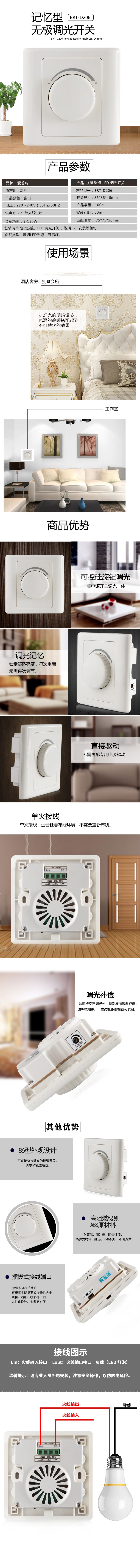 BRT-D206 旋钮LED调光开关 产品详情图