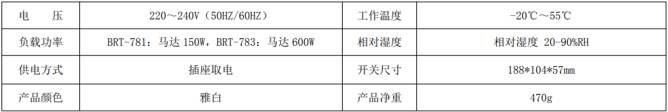 BRT-781/783 150W/600W按键调速插座 产品详情图