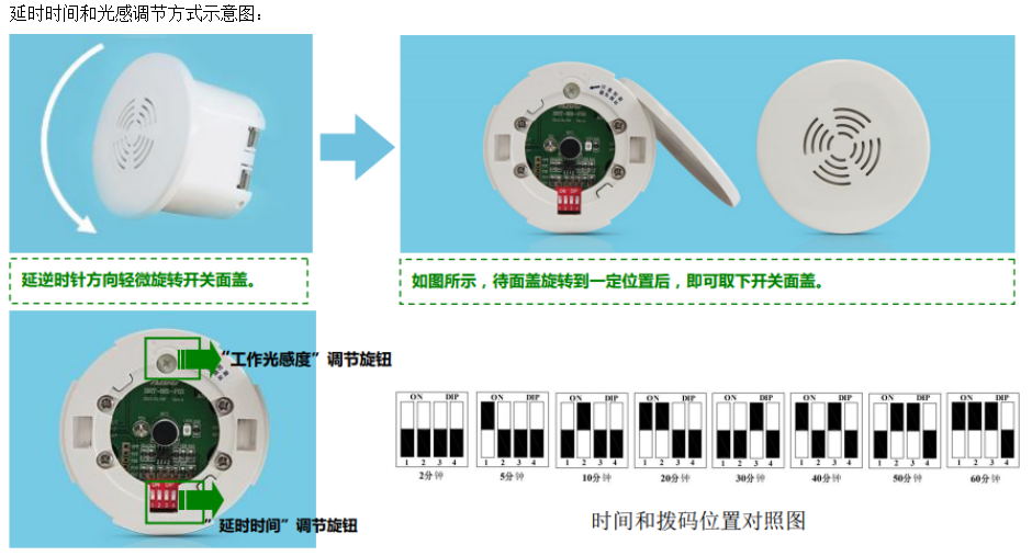 BRT-880/881 可调吸顶声控延时开关 产品详情图