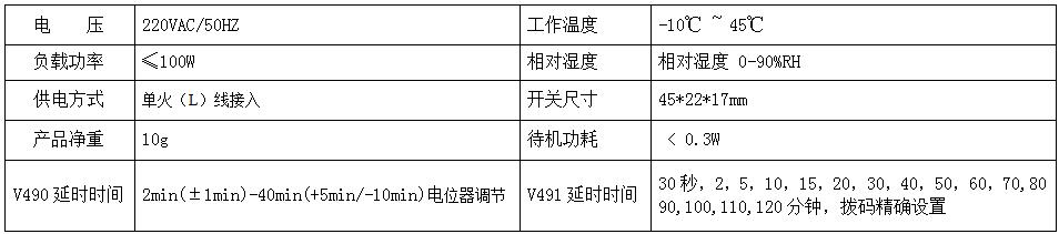 BRT-V490/491 单火线内置式延时开关 产品详情图